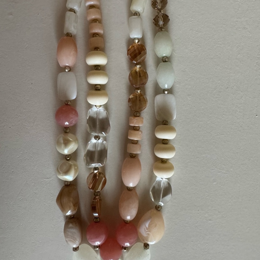 LOFT Peach, Cream and Clear Multi-Strand Bead Necklace - Picture 2 of 5